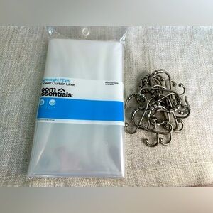 Shower Curtain Liner with Hooks 12 ct